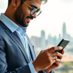 Sri Lankan business owner viewing a mobile-friendly website on smartphone in Colombo